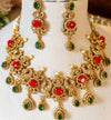 Premium brass Emerald & coral Antique Statement Necklace Set