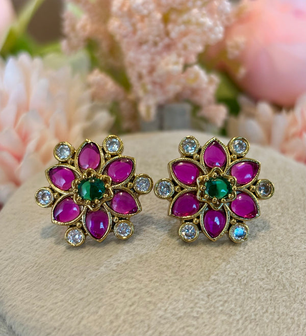Heritage Kundan Flower Studs