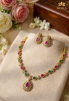 Varnika AD Radiance Necklace Set – Ruby & Emerald Elegance