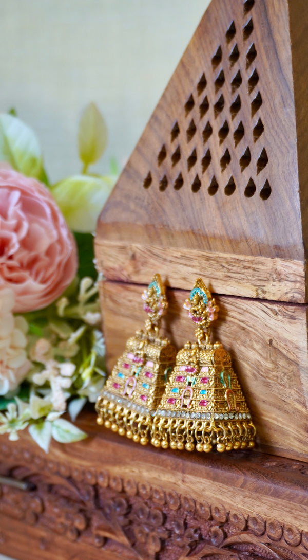 Lakshmi Meenakari Gopuram Jhumkas