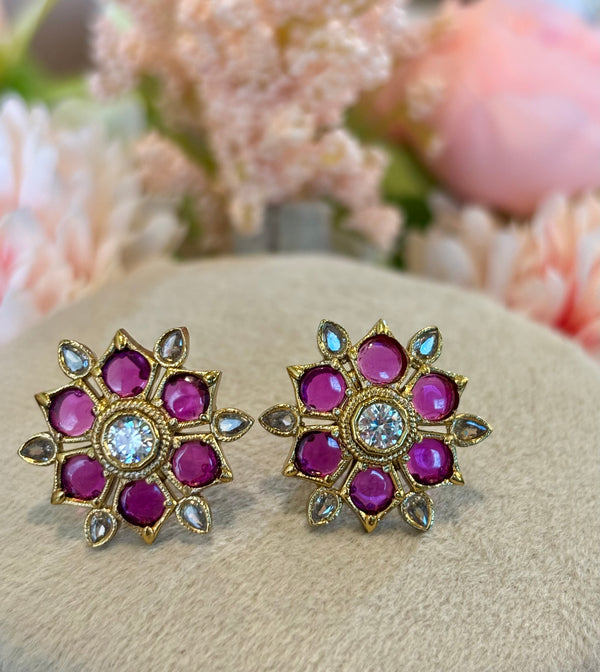 Heritage Kundan Flower Studs