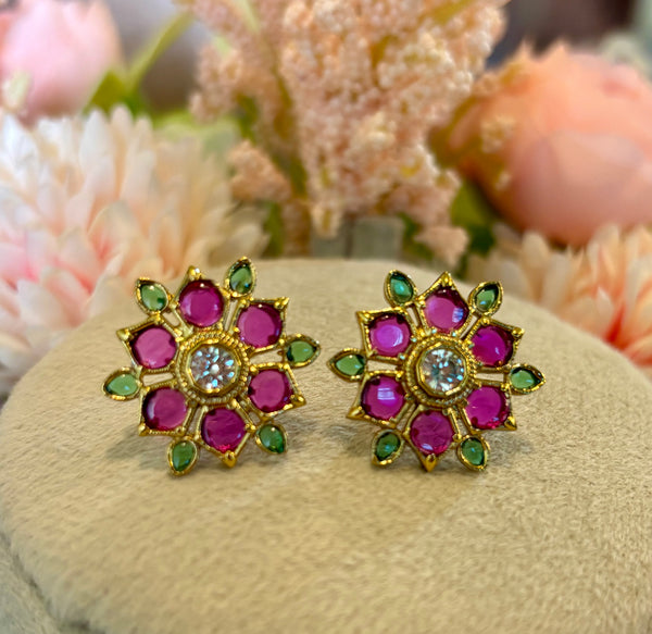 Heritage Kundan Flower Studs