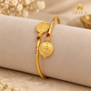 Gold Tone Lakshmi Coin Pink Stone Adjustable Bangle