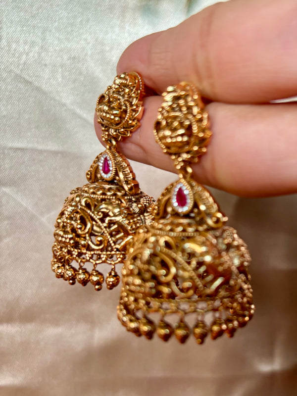 Mahalakshmi Antique Temple Jhumkas