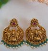 Antique Lakshmi Stud Earrings with Green Beads