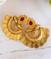 Traditional Coin Drop Chandbali Earrings (Ruby/Green Options)