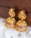 Antique Gold Lakshmi Jhumkas with Kemp Detailing