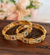 Antique Gold Lakshmi Bangle with Stone Work