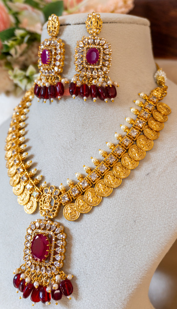 Royal Ruby Temple Necklace Set