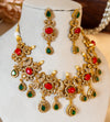 Emerald & coral Antique Statement Necklace Set
