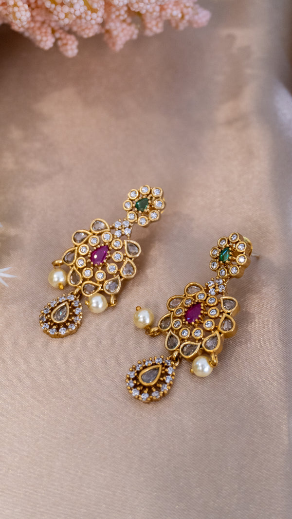 Regal Kundan Ruby-Emerald Choker with Pearl Drops