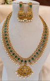 Royal Stone Necklace Set with Pearl Drops & Statement Pendant