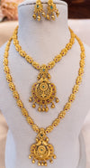 Classic Temple Design Dual Layer Necklace Set