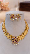 Royal Heritage Kasu Necklace Set with Floral Pendant