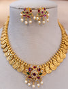 Royal Heritage Kasu Necklace Set with Floral Pendant - Out of stock