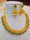 Classic Antique Necklace Set with Emerald Green Stones