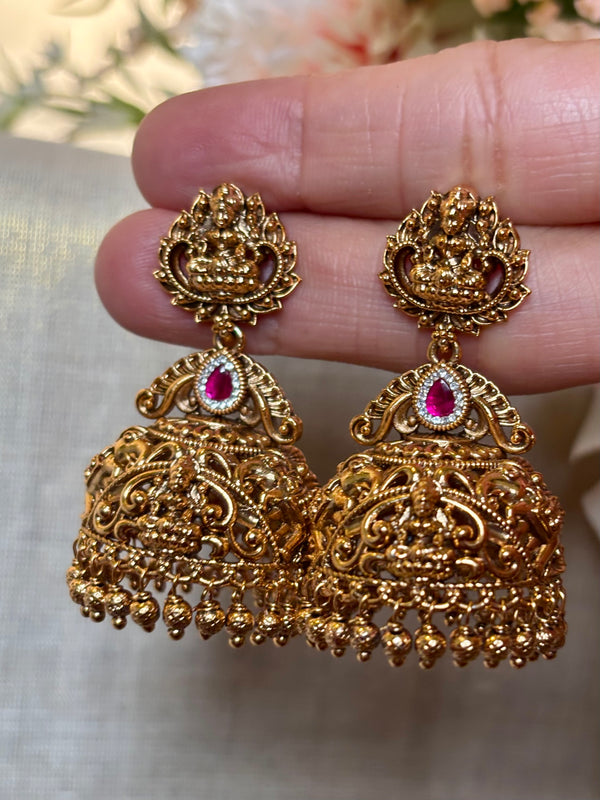 Mahalakshmi Antique Temple Jhumkas