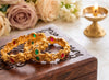 Antique Gold Lakshmi Temple Bangle with Kemp Stones
